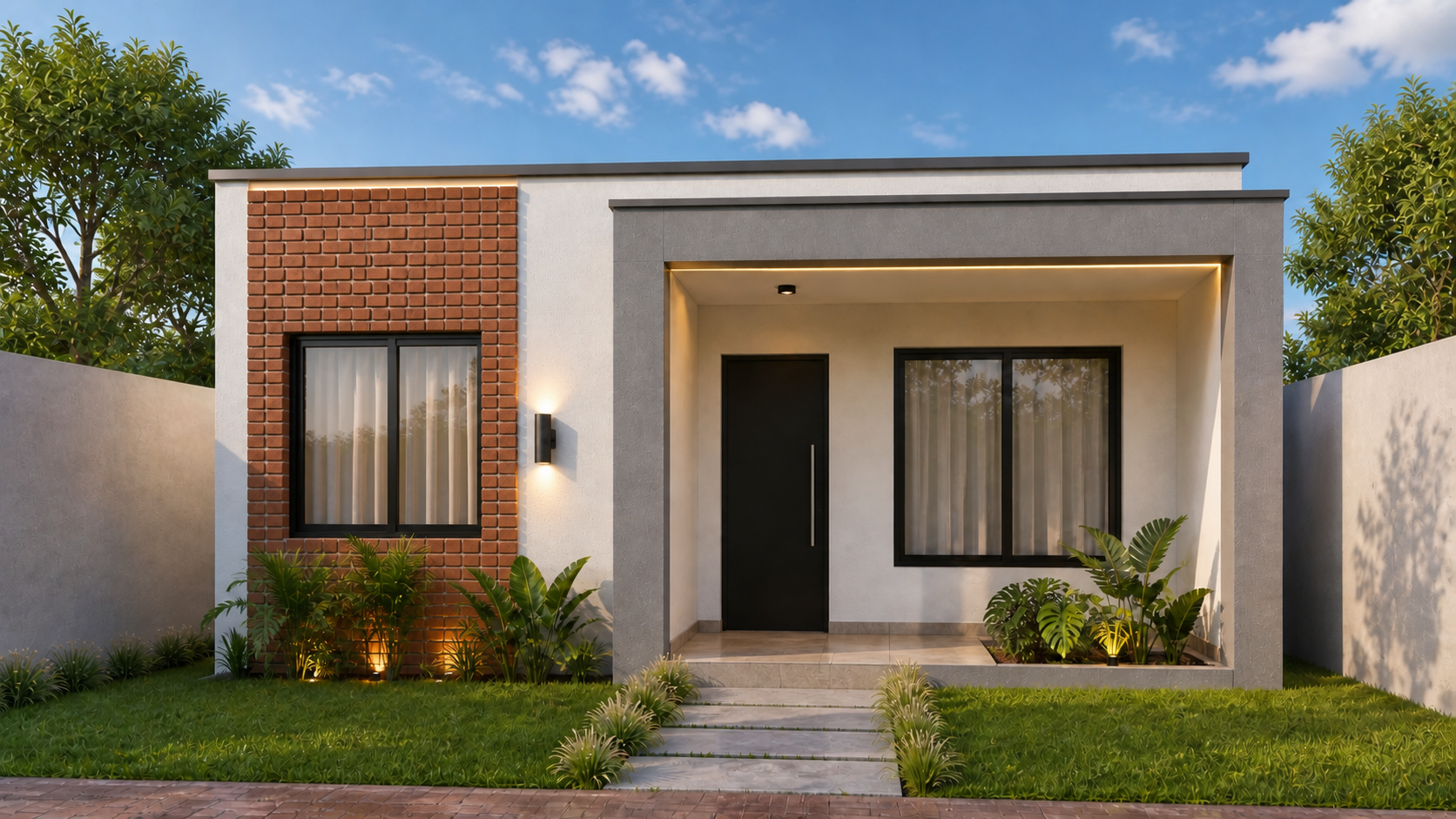 Fachada referencial del plan de 40 m² del Sistema Prepago