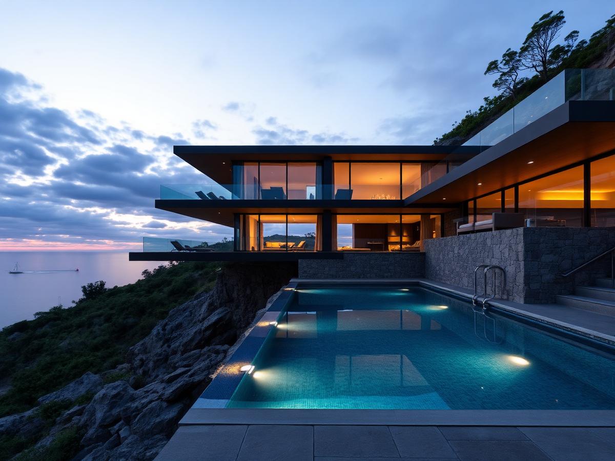Residencia con espacios exteriores — Render